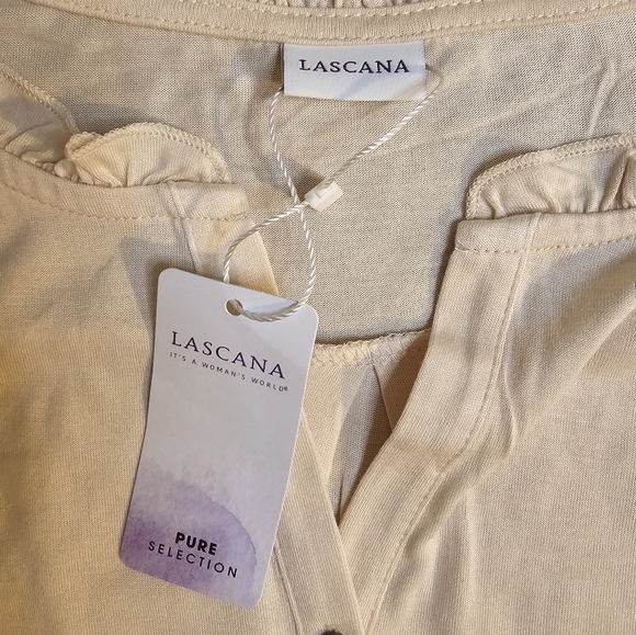 Lascana Pure Reflection NWT Beige Ruffle Detail Sleeveless Top Size 4/6 - Picture 3 of 11